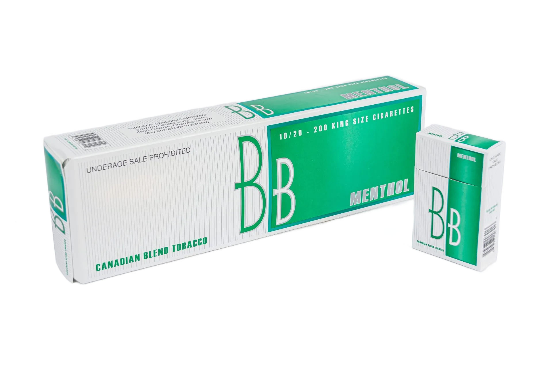 bb menthol carton and pack